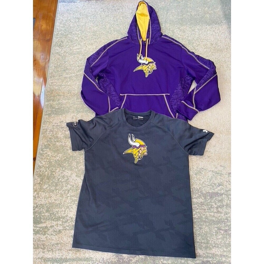 Minnesota Vikings - L/XL NFL Under Armour Short Sleeve (L) / Purple Hoodie (XL)